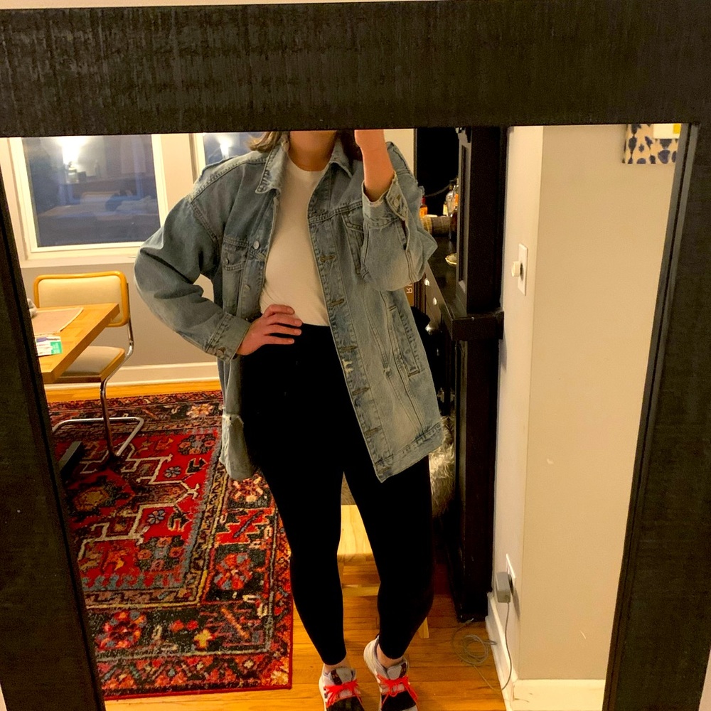 AE boyfriend distressed denim jacket